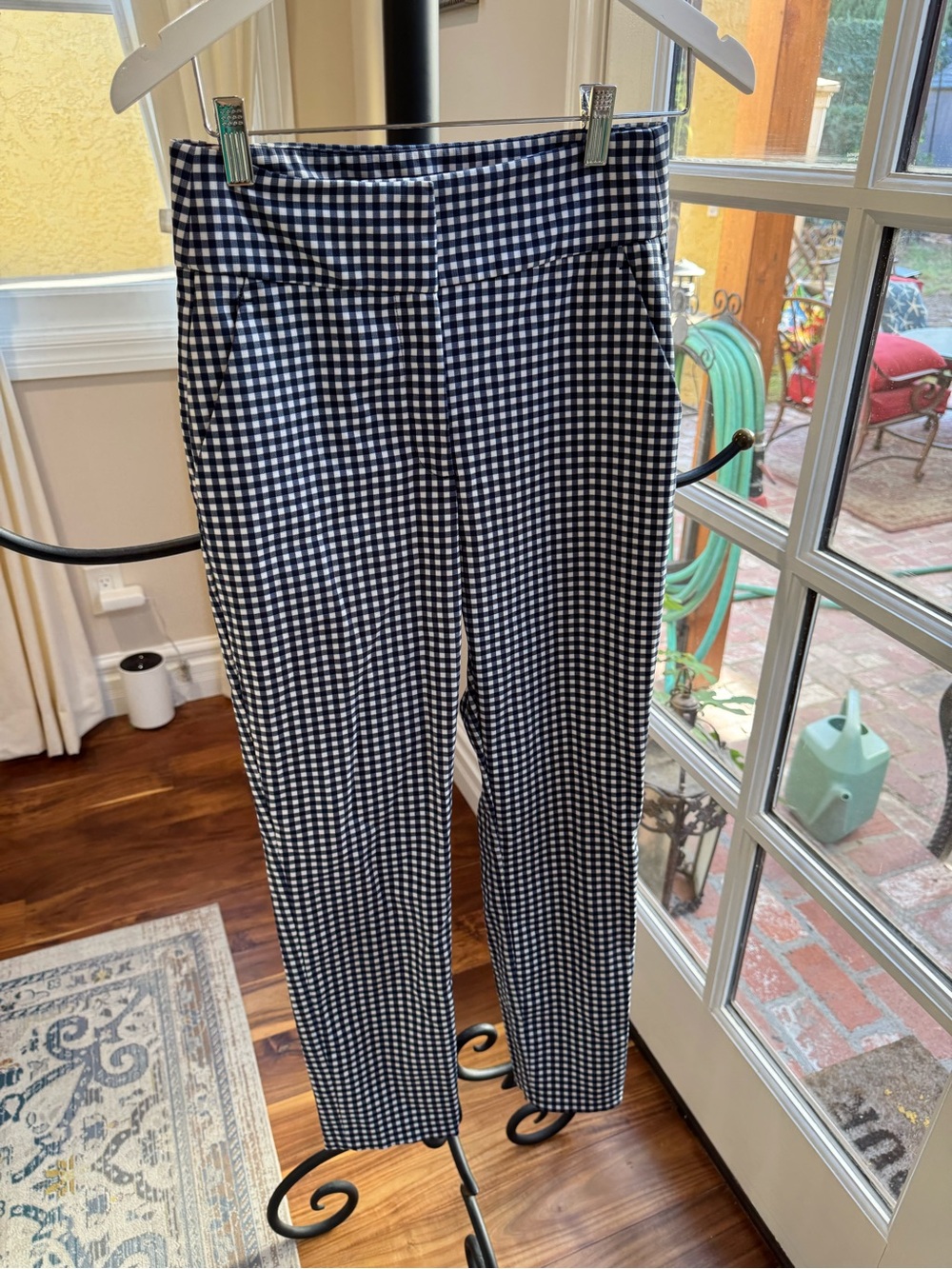 Zara Woman pants Navy Gingham High-Rise Trousers size 4